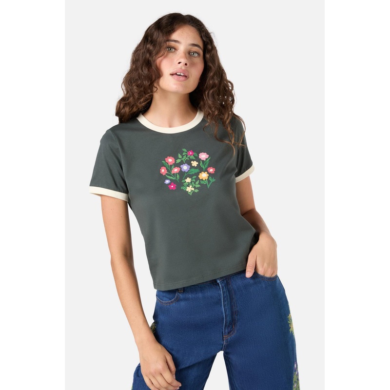 Lattice Flower Baby Tee