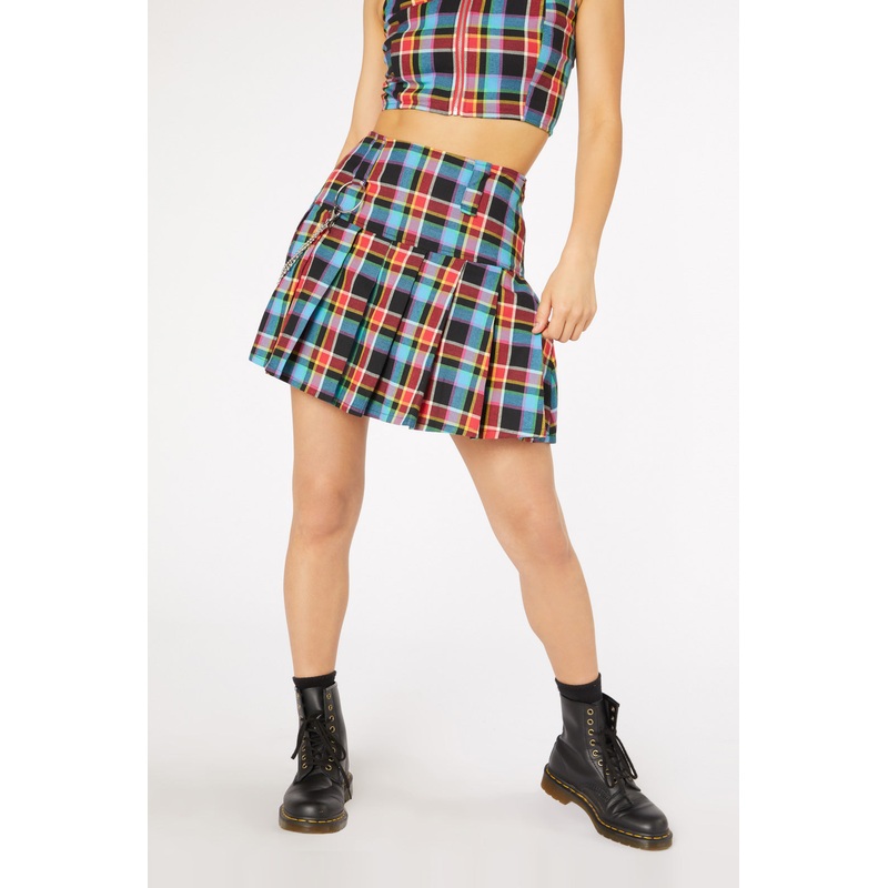 Rainbow Tartan Mini Skirt