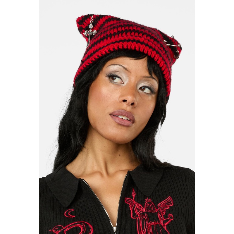 Red Charming Stripe Beanie