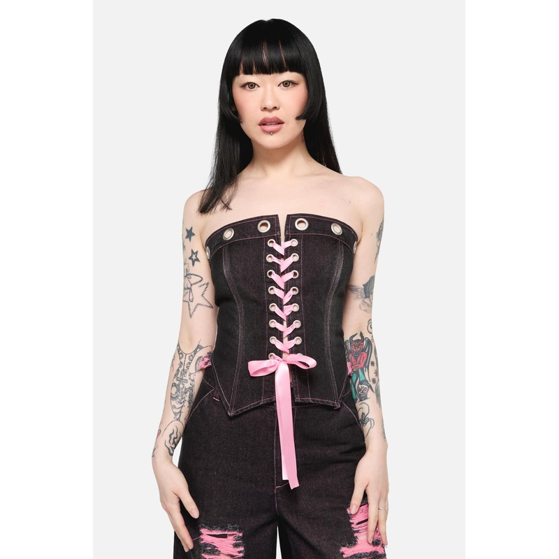 Scales Eyelet Denim Corset