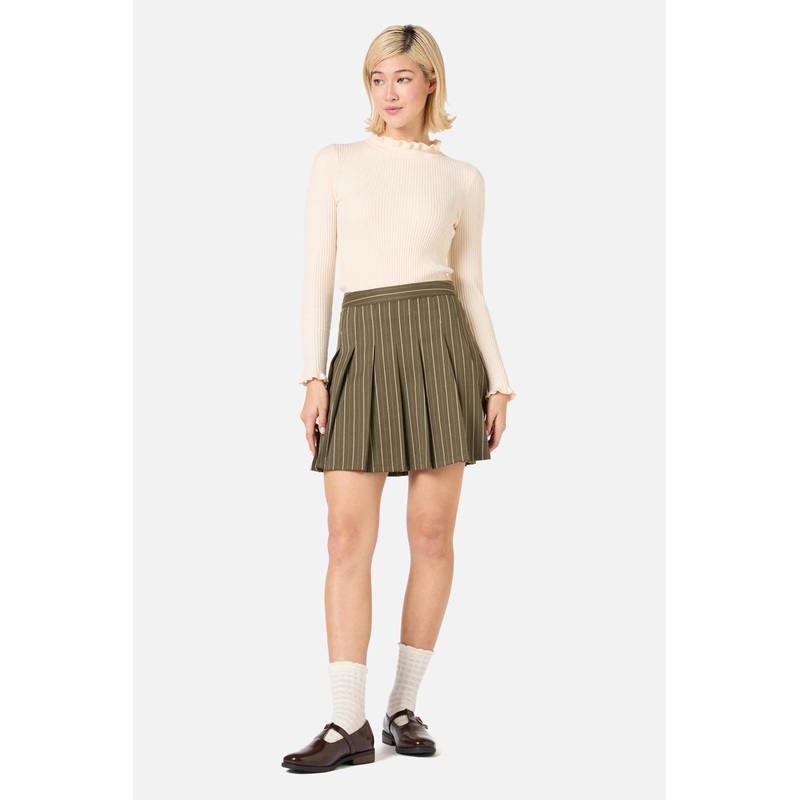 Abby Pinstripe Pleat Skirt