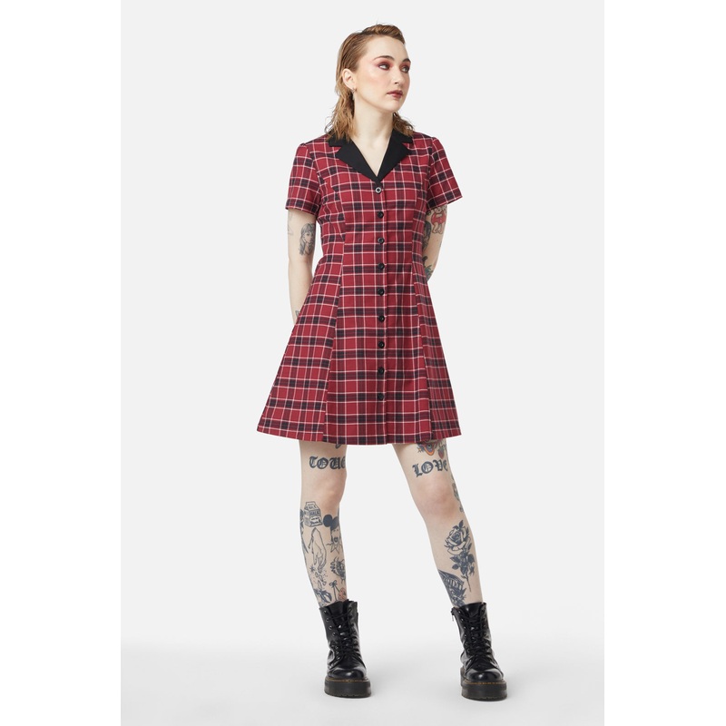 Revenge Tartan Collar Dress