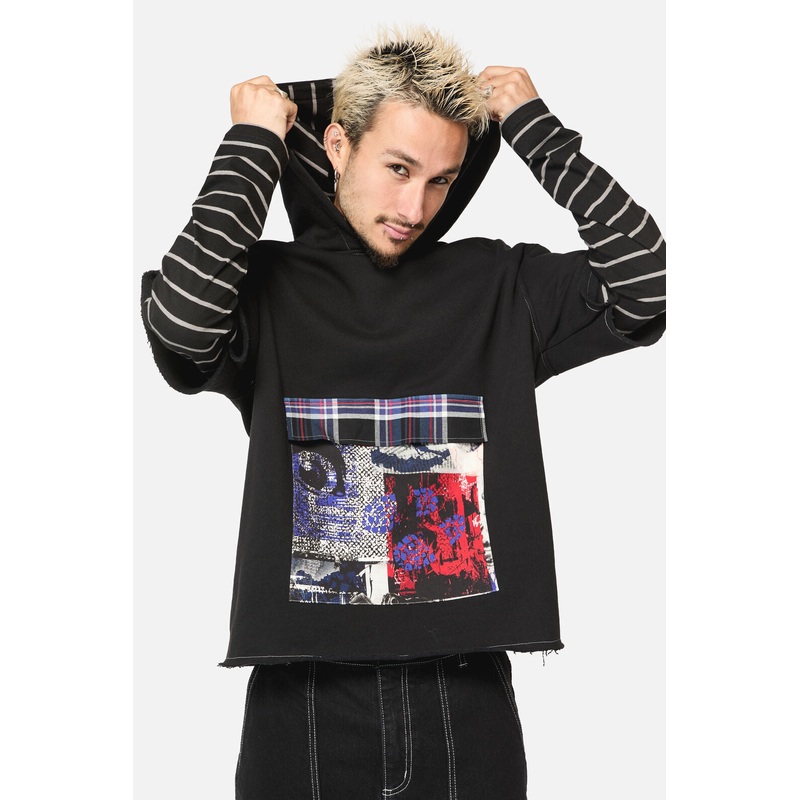 Rot Contrast Sleeve Hoodie