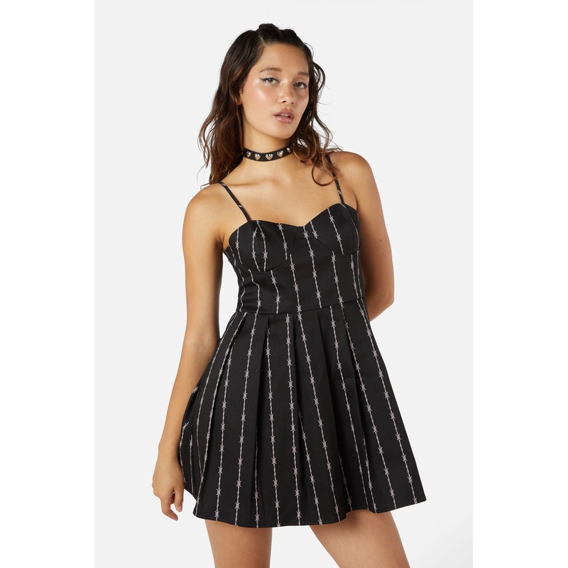 Barb Wire Bustier Pleated Dress