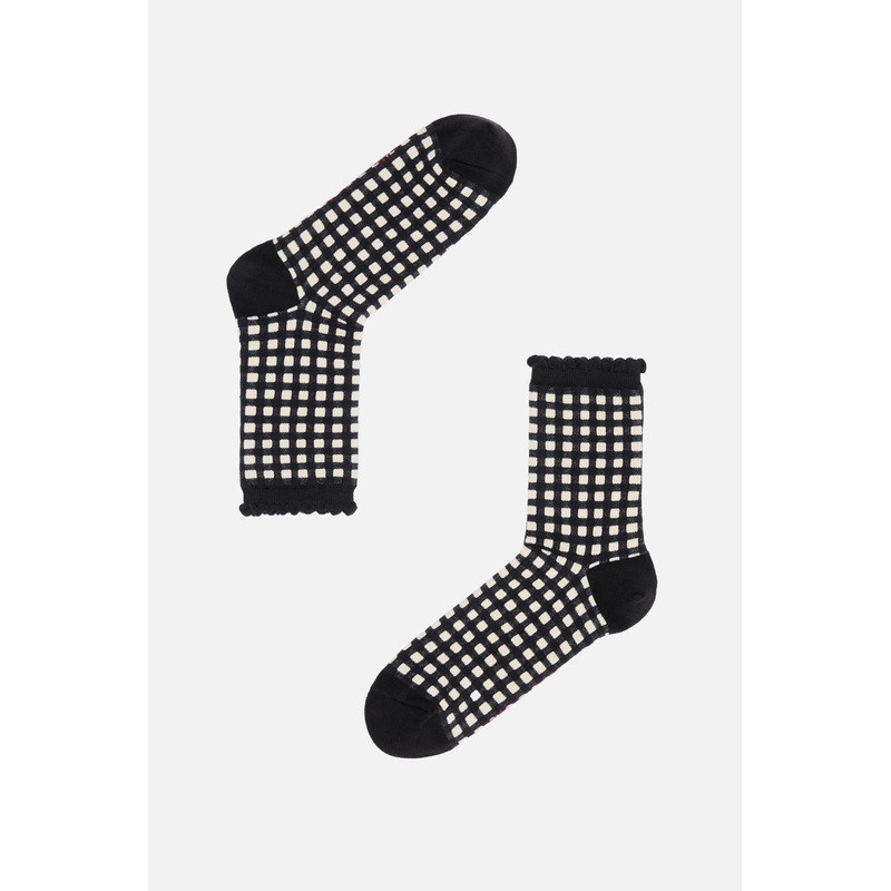 Black Renae Check Socks