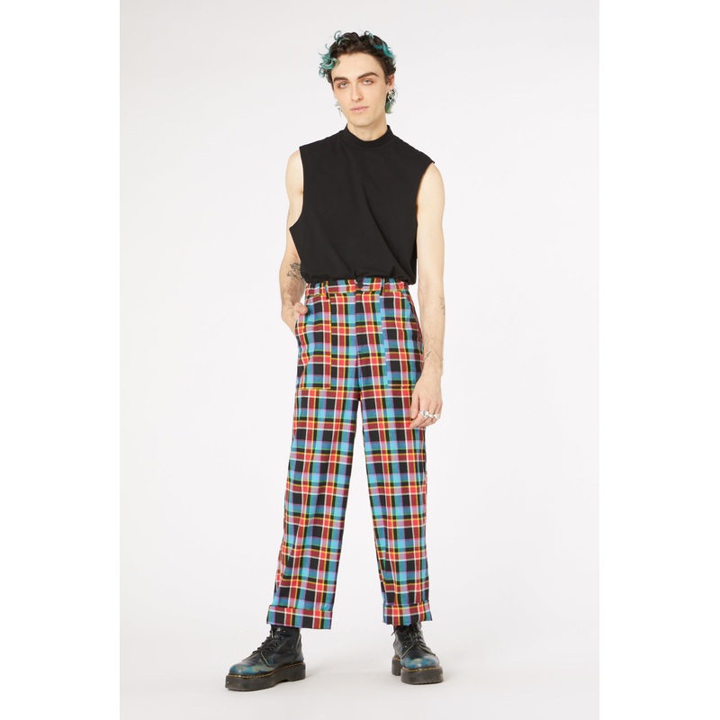Rainbow Tartan Wide Leg Pant