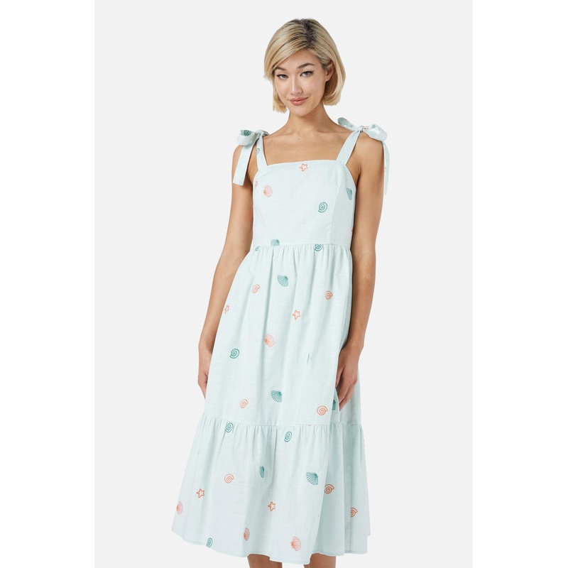 Shells Emb Midi Dress