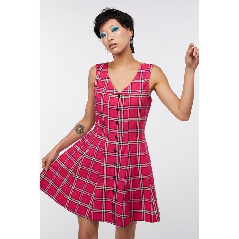 Tartan Button Up Pinafore