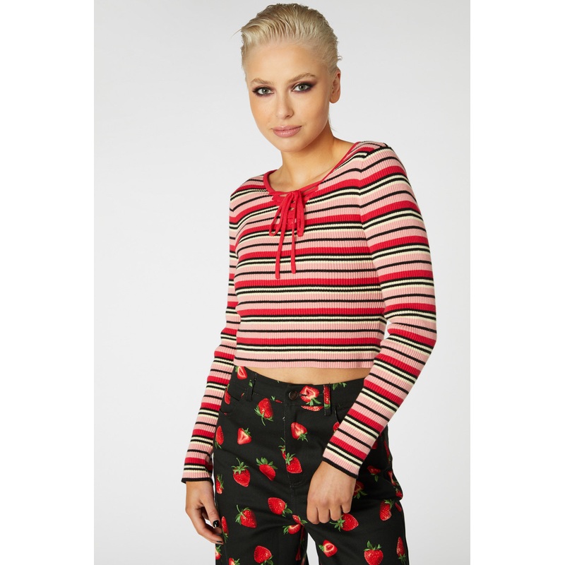 90S Fetch Stripey Crop Knit