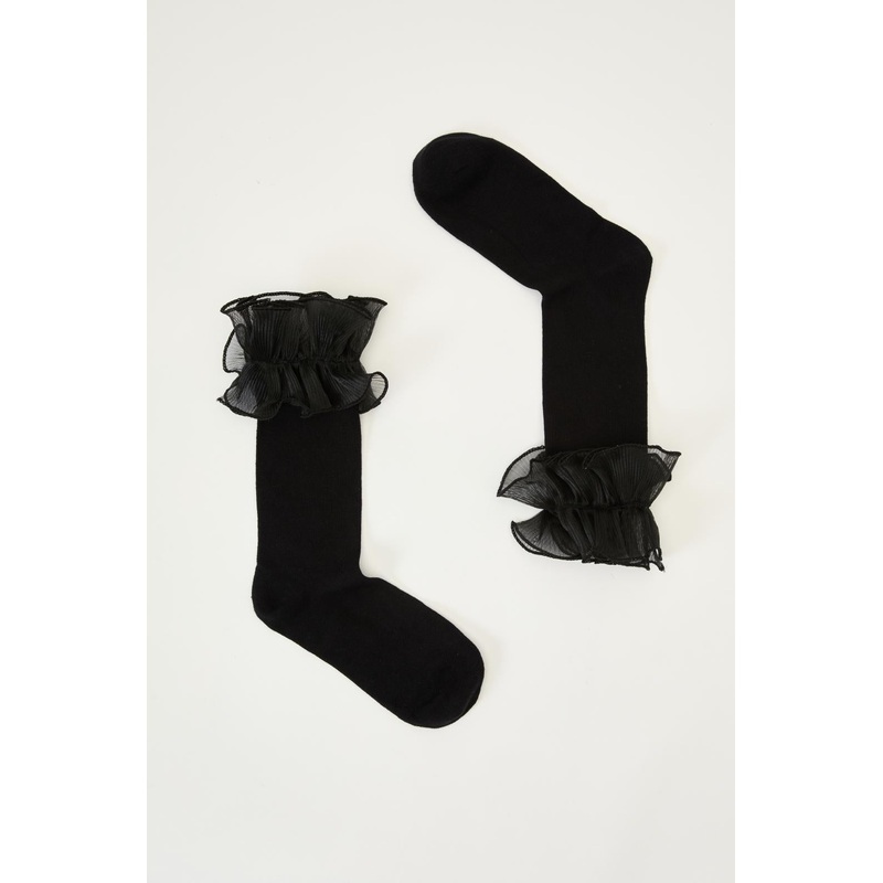 Black Double Ruffle Socks