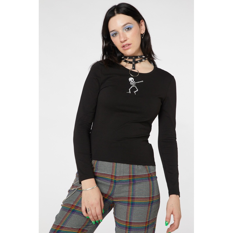 Embroidered Skeleton Top