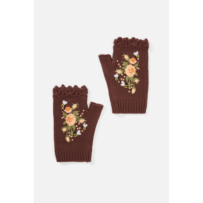 Flower & Bee Fingerless Gloves