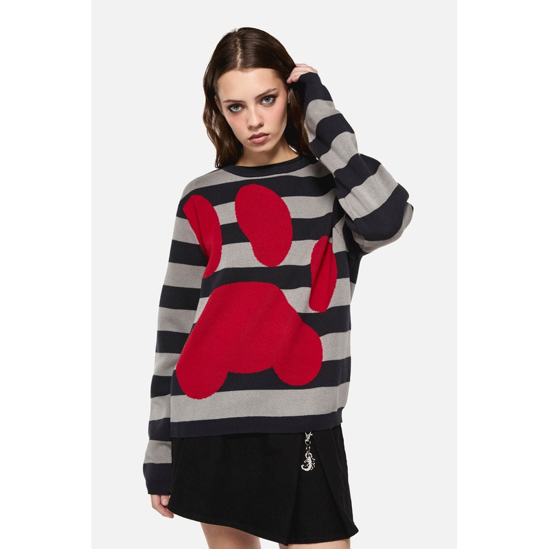 Moggy Stripe Paw Knit