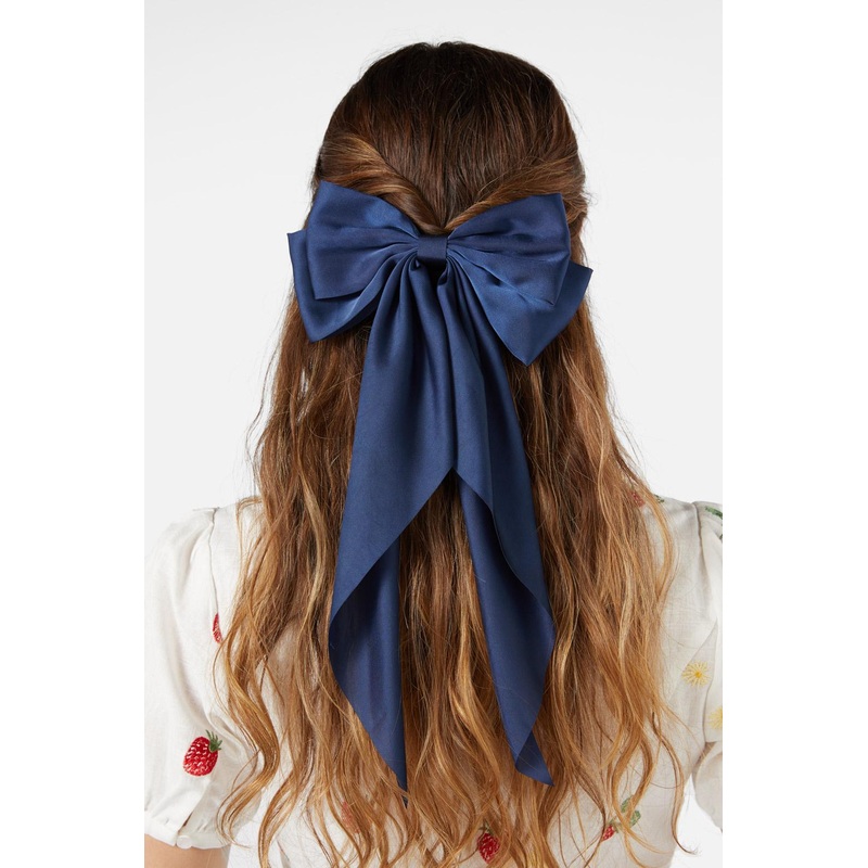 Navy Barrette Bow Clip