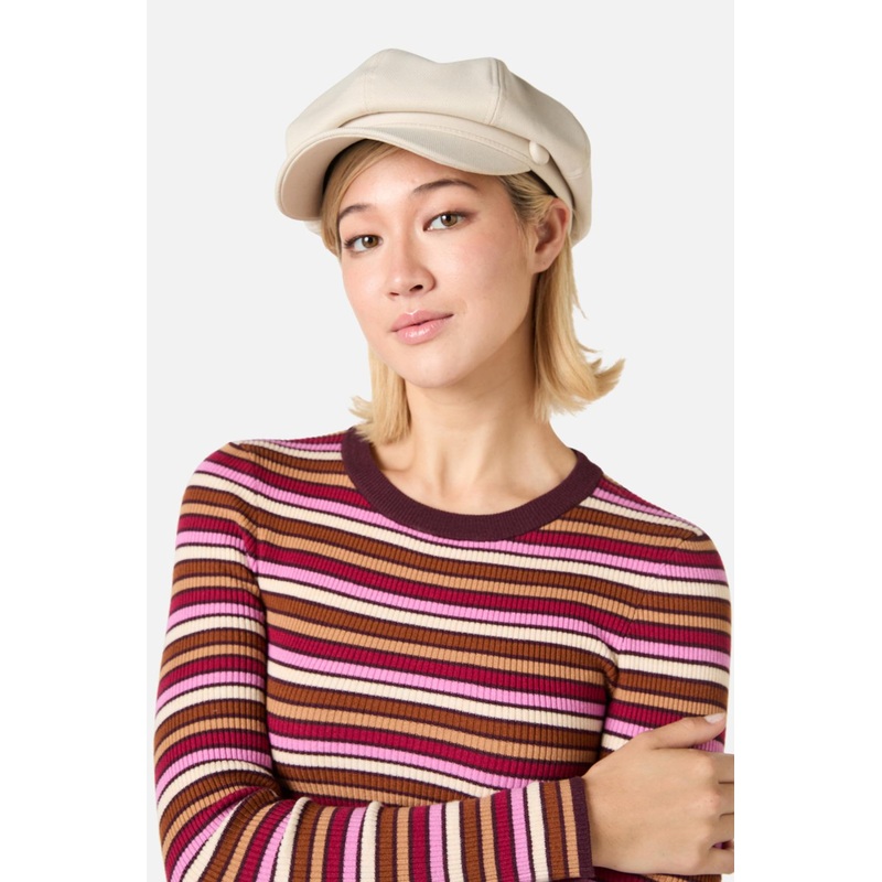 Cream Button Peak Hat