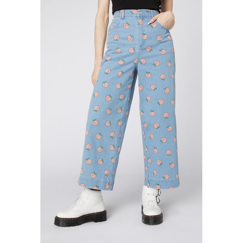 Denim Peach Wide Leg Jeans