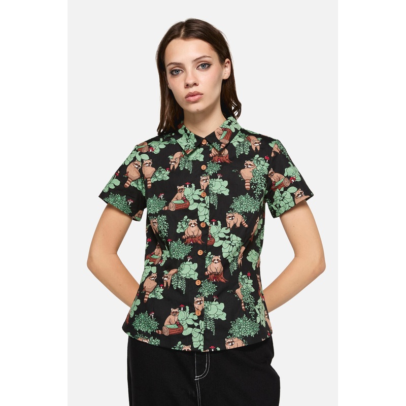 Haus Of Raccoon Print Blouse