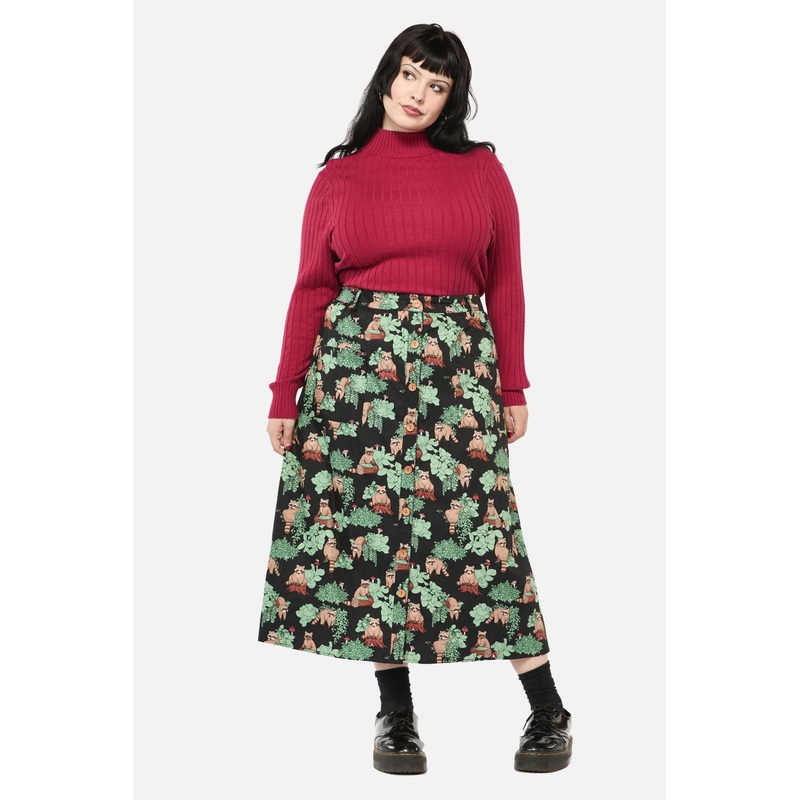 Curve Haus Of Raccoon Print Skirt