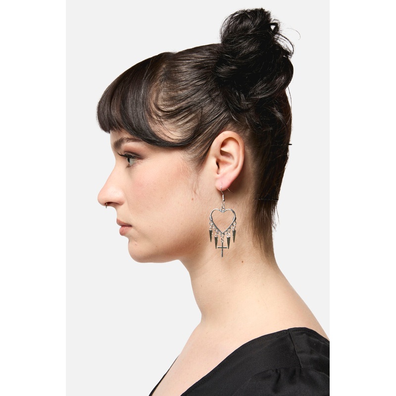 Drop Charm Heart Earrings