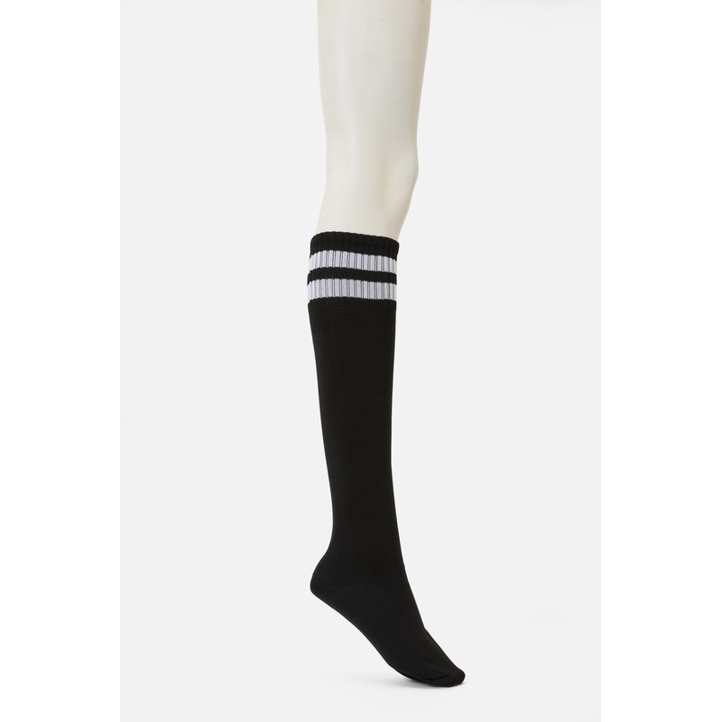 Black Knee High Stripe Sock