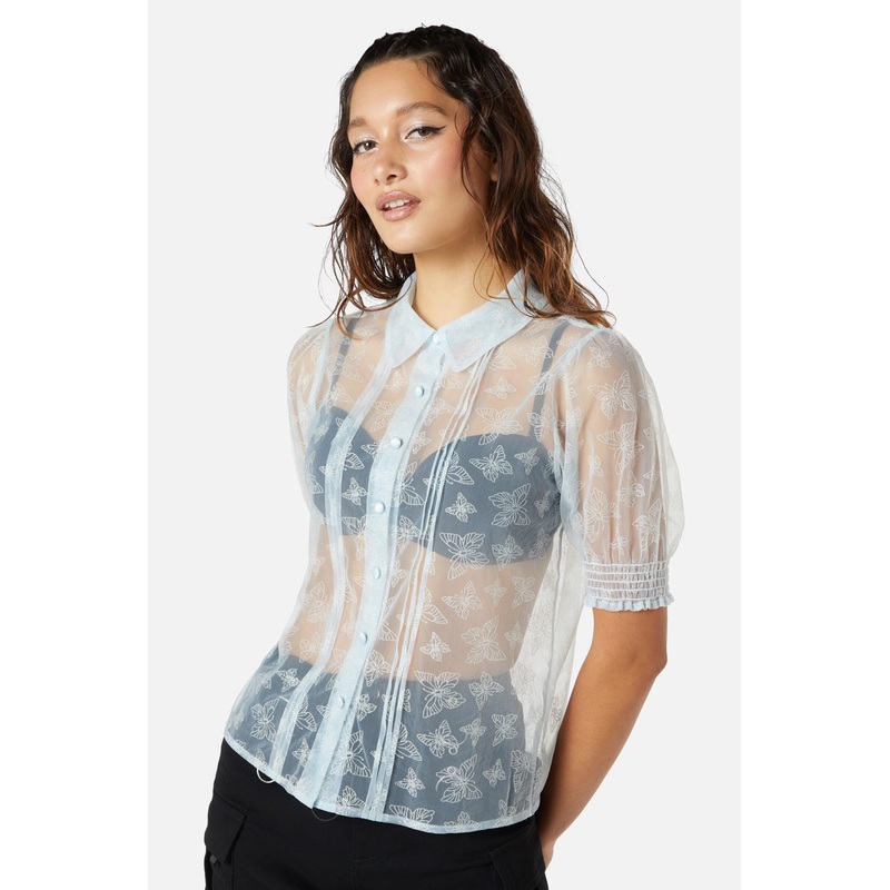 Butterflies On The Wall Mesh Blouse