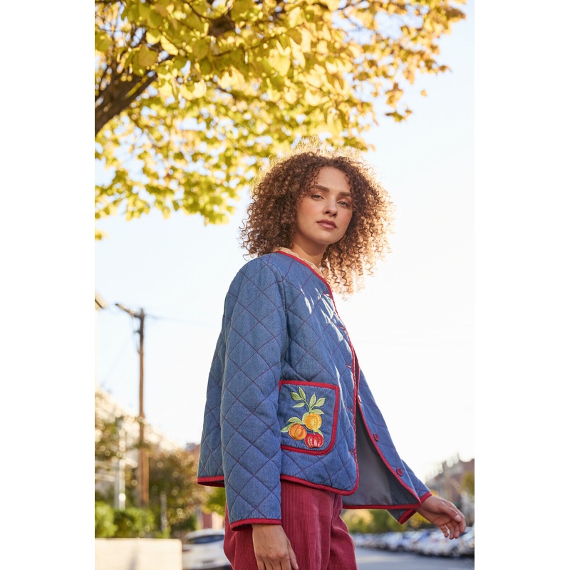 Fruit Emb Quilted Jacket