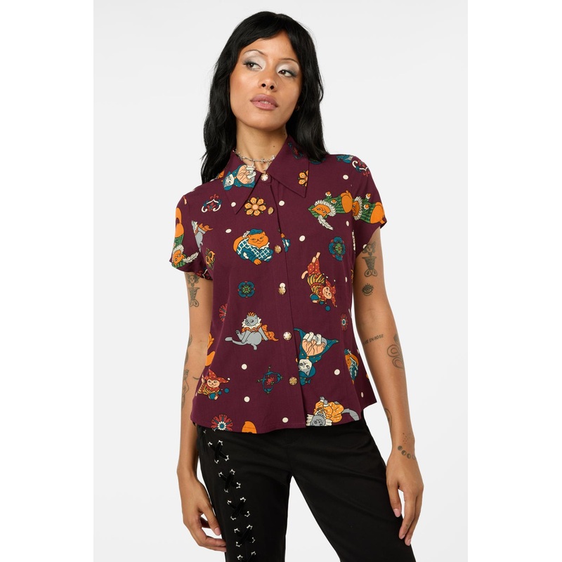 Left Right Print Blouse