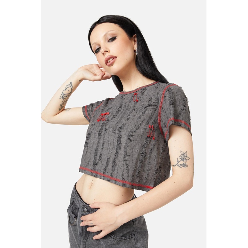 Lock Picker Crop DistressedTee