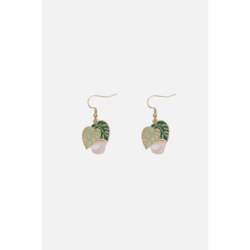Monstera Pot Plant Earrings