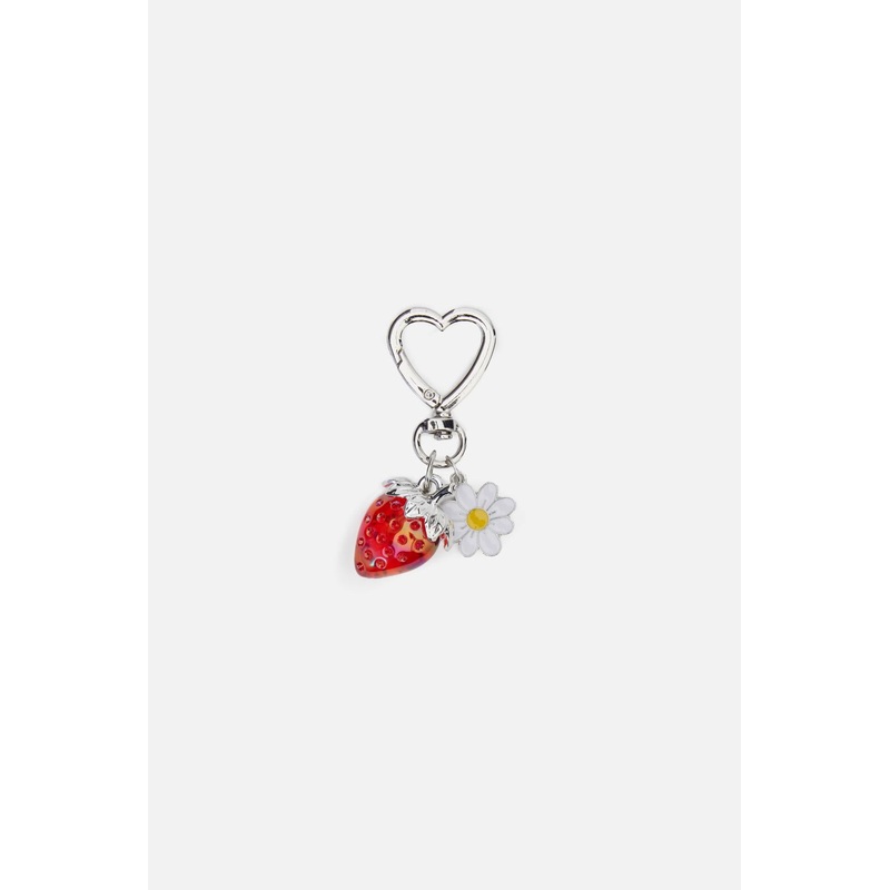 Strawberry Flower Bag Charm