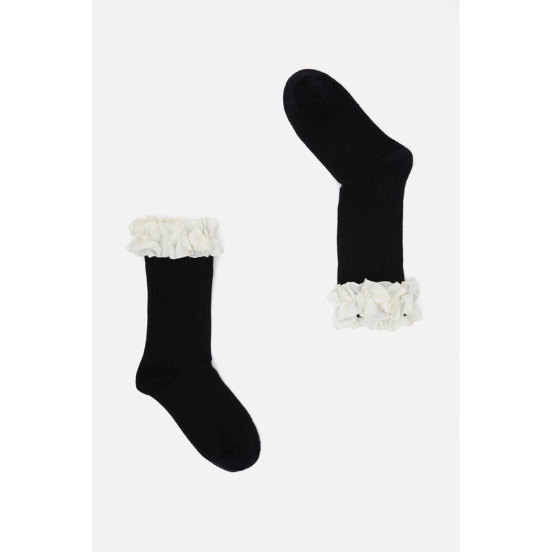 Black Ruffle Top Socks