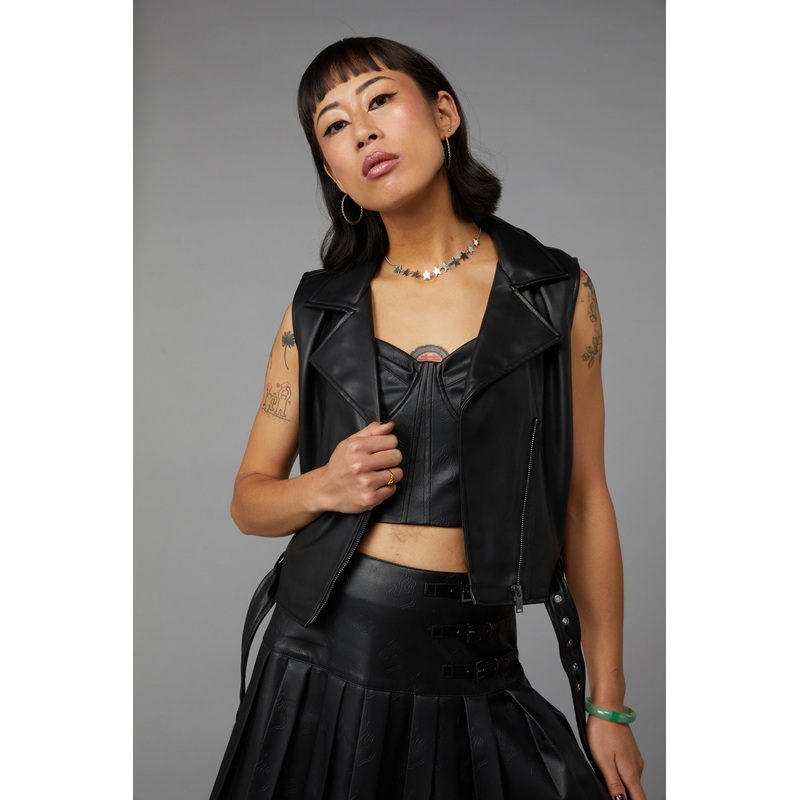 Back At It PU Biker Vest