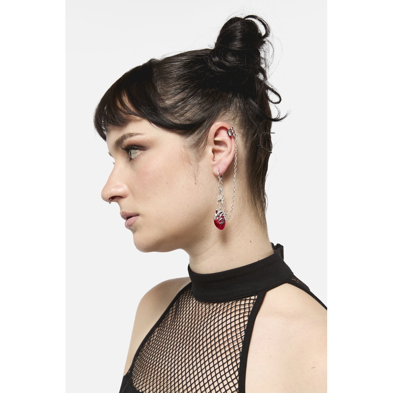 Heart Hand Cuff Earring Set