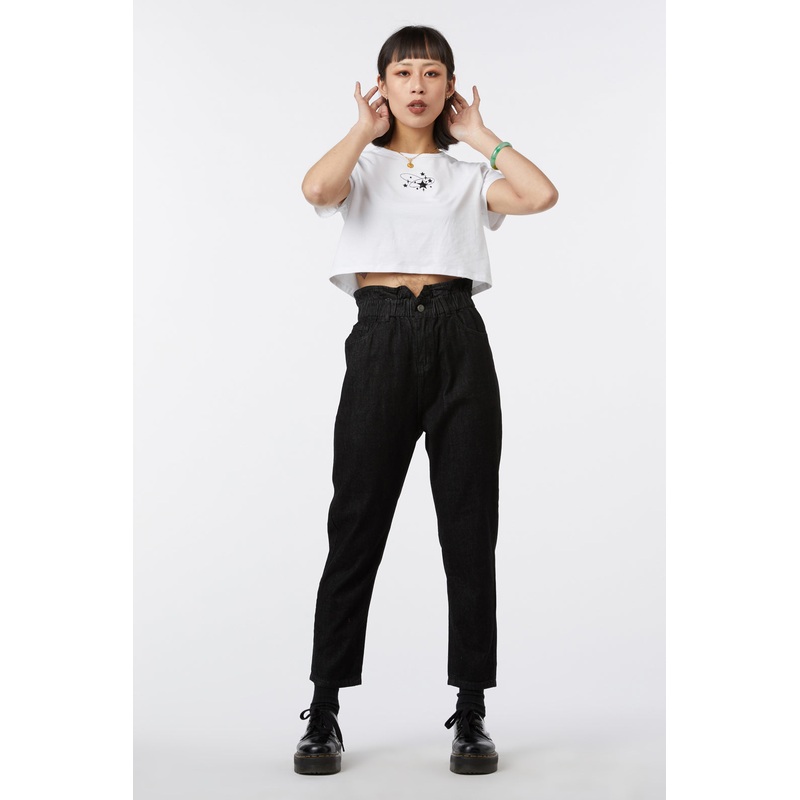 Paper Bag Waist Denim Pant