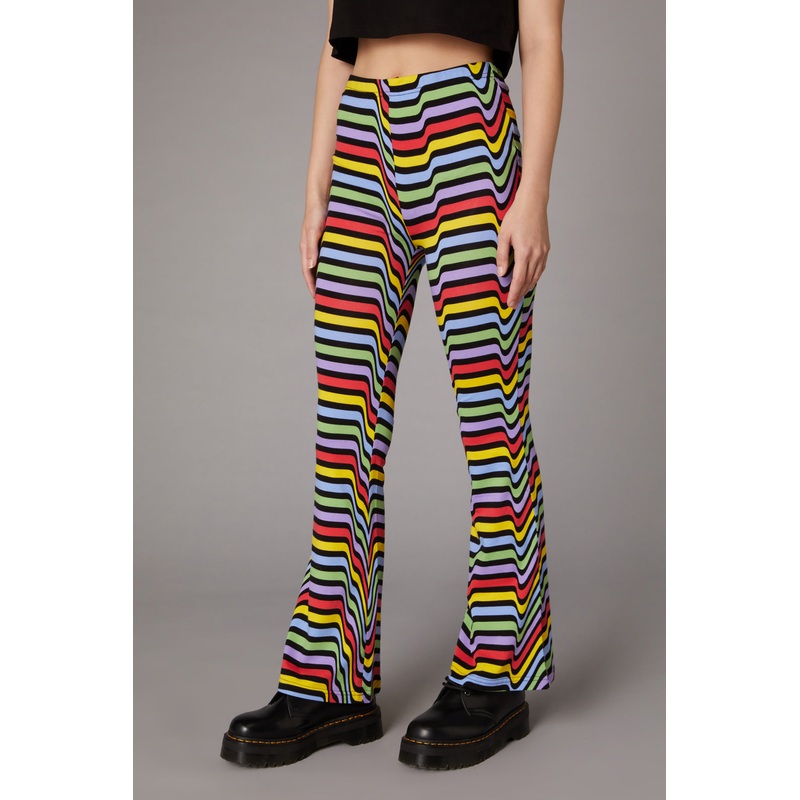 Warped Print Flare Pant