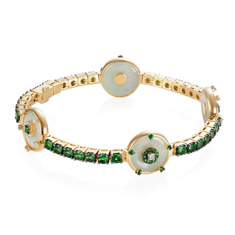 Celeste Tsavorite and Jade Bracelet