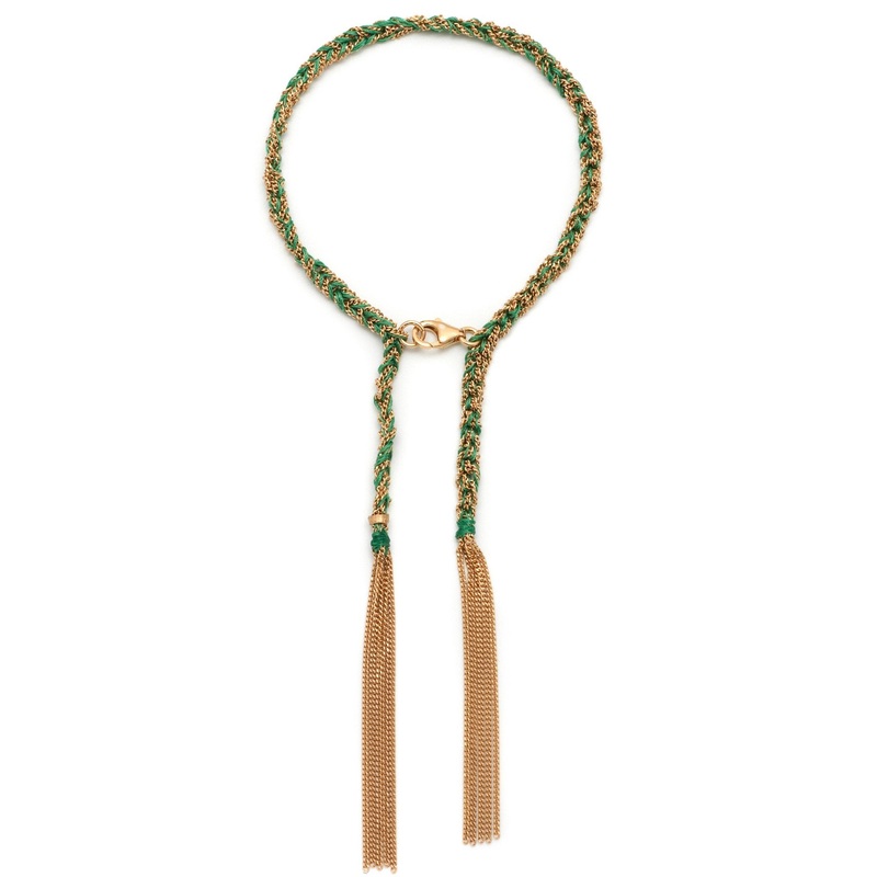 Panama Tassel Bracelet Green and Gold