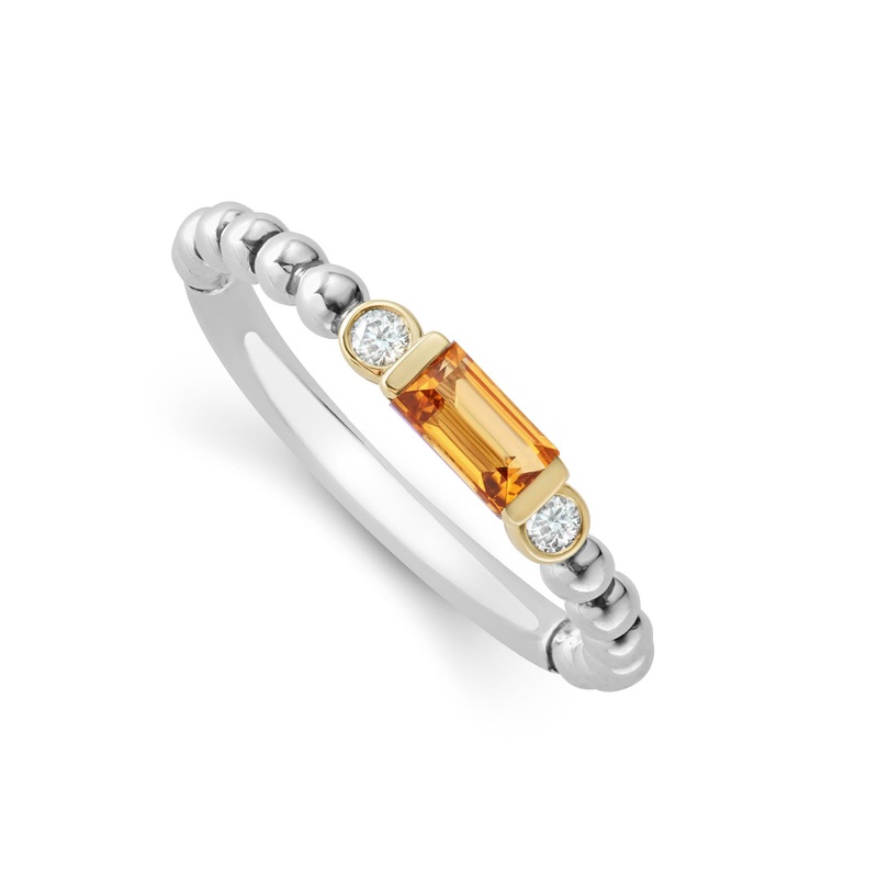 Rittenhouse Citrine Stacking Ring with Diamonds