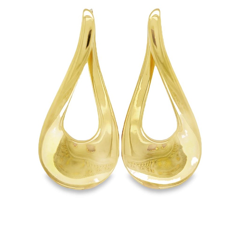 Yellow 14 Karat Open Teardrop Dangle Earrings Estate Jewelry with