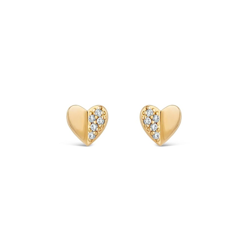 Folded Heart Lab-Created Diamond Studs