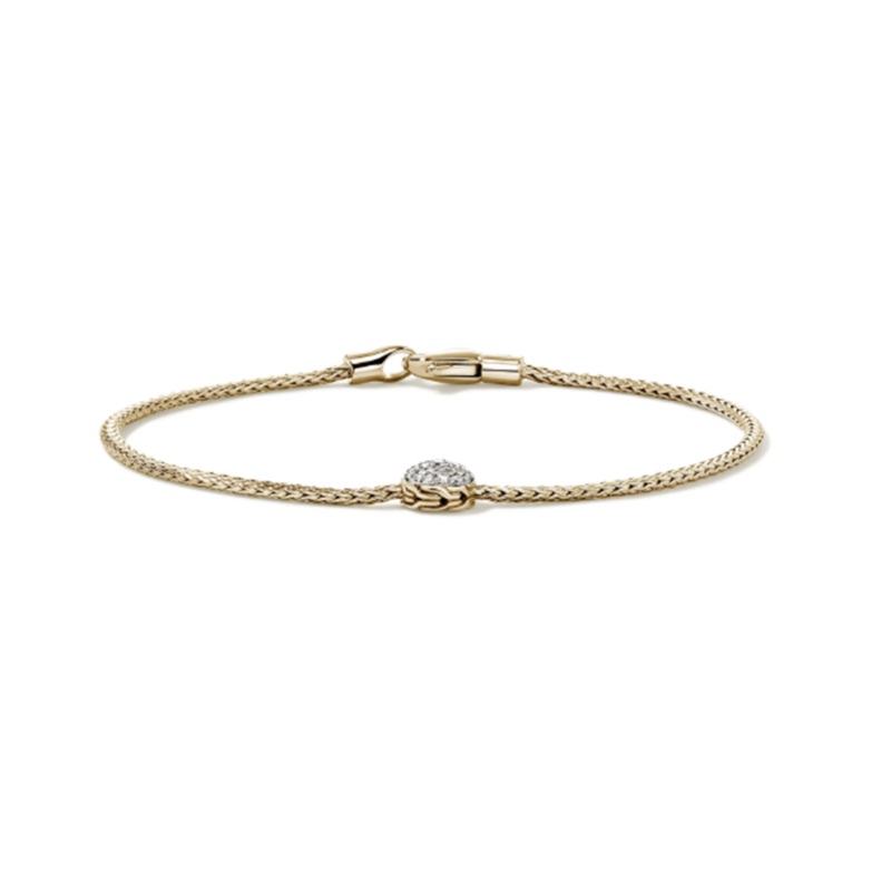 JH Essentials 14K Gold Diamond Pave (0.15ct) 1.8m Bracelet with Lobste