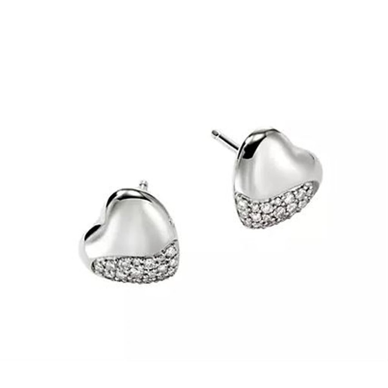 John Hardy Pebble Diamond Pave Heart Stud Earrings