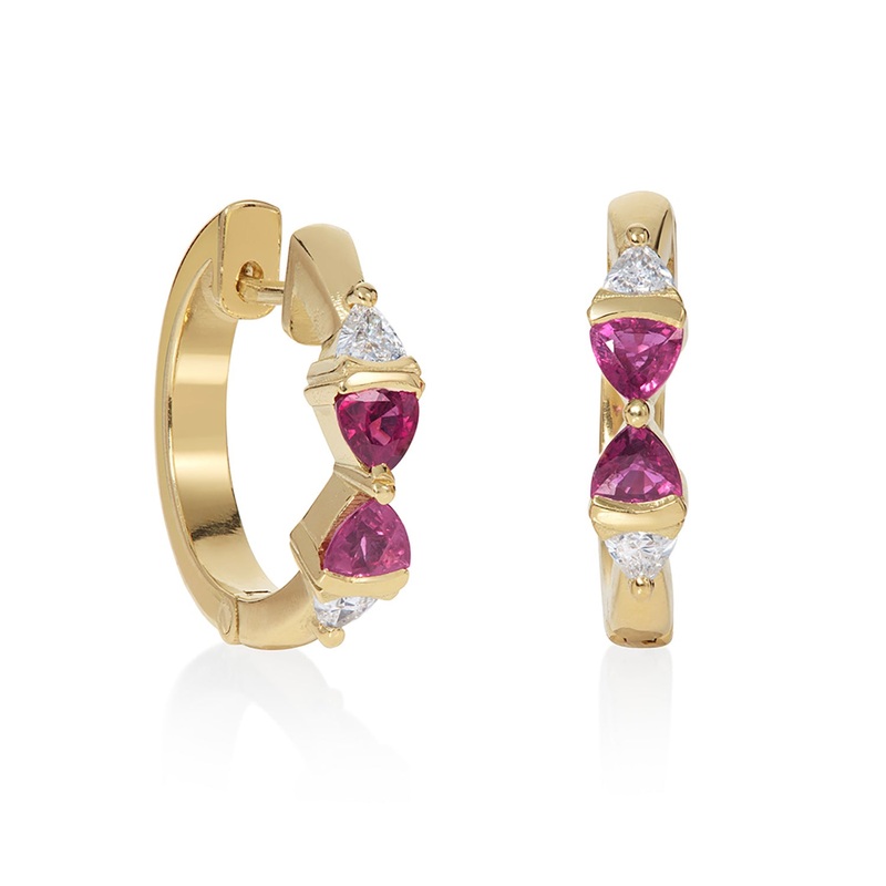 Trini Ruby and Diamond Hoops
