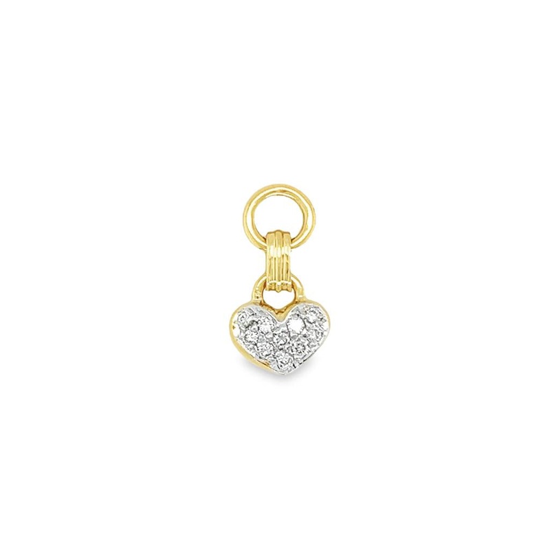 Two-tone 14 Karat Diamond Heart Charm Estate Jewelry with 10 Round Diamonds