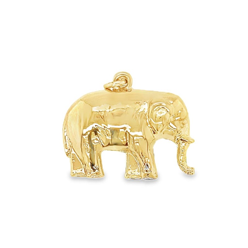 Yellow 14 Karat Hollow Elephant Charm/Pendant Estate Jewelry with