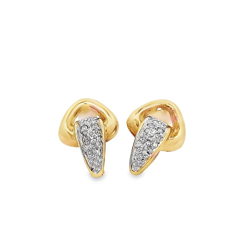 Yellow 14 Karat Multi Colored Changeable Circle Stones Interlocking Dangle Post Earrings Estate Jewelry with Round Diamond