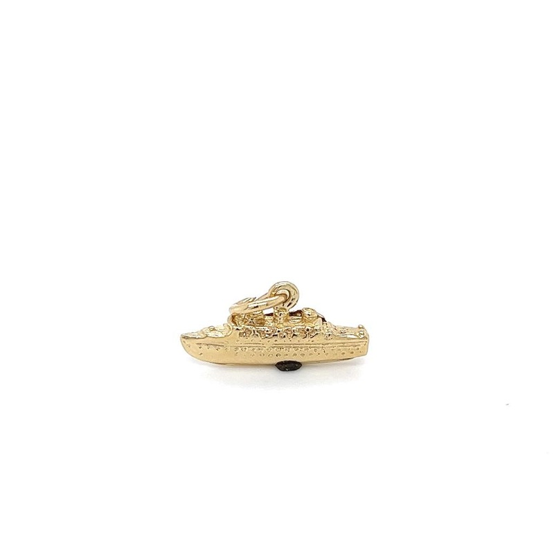 Yellow 14 Karat Ship Charm Estate Jewelry with