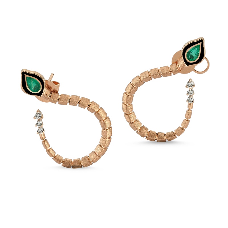 Baby Dragon Emerald Hoop Earrings