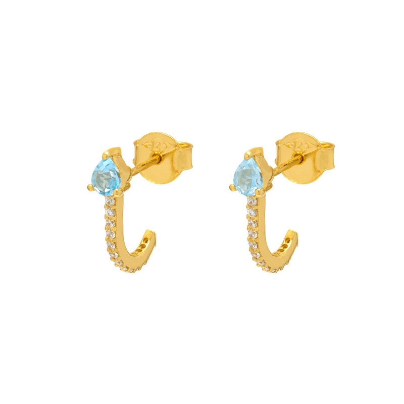 Blue Topaz Huggie Earrings