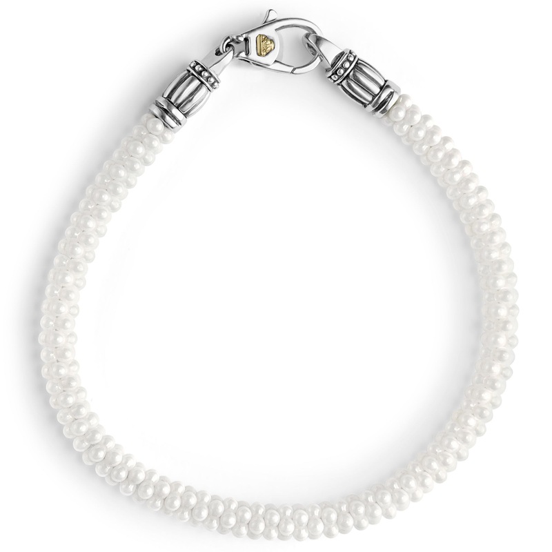White Caviar White Ceramic Caviar Beaded Bracelet
